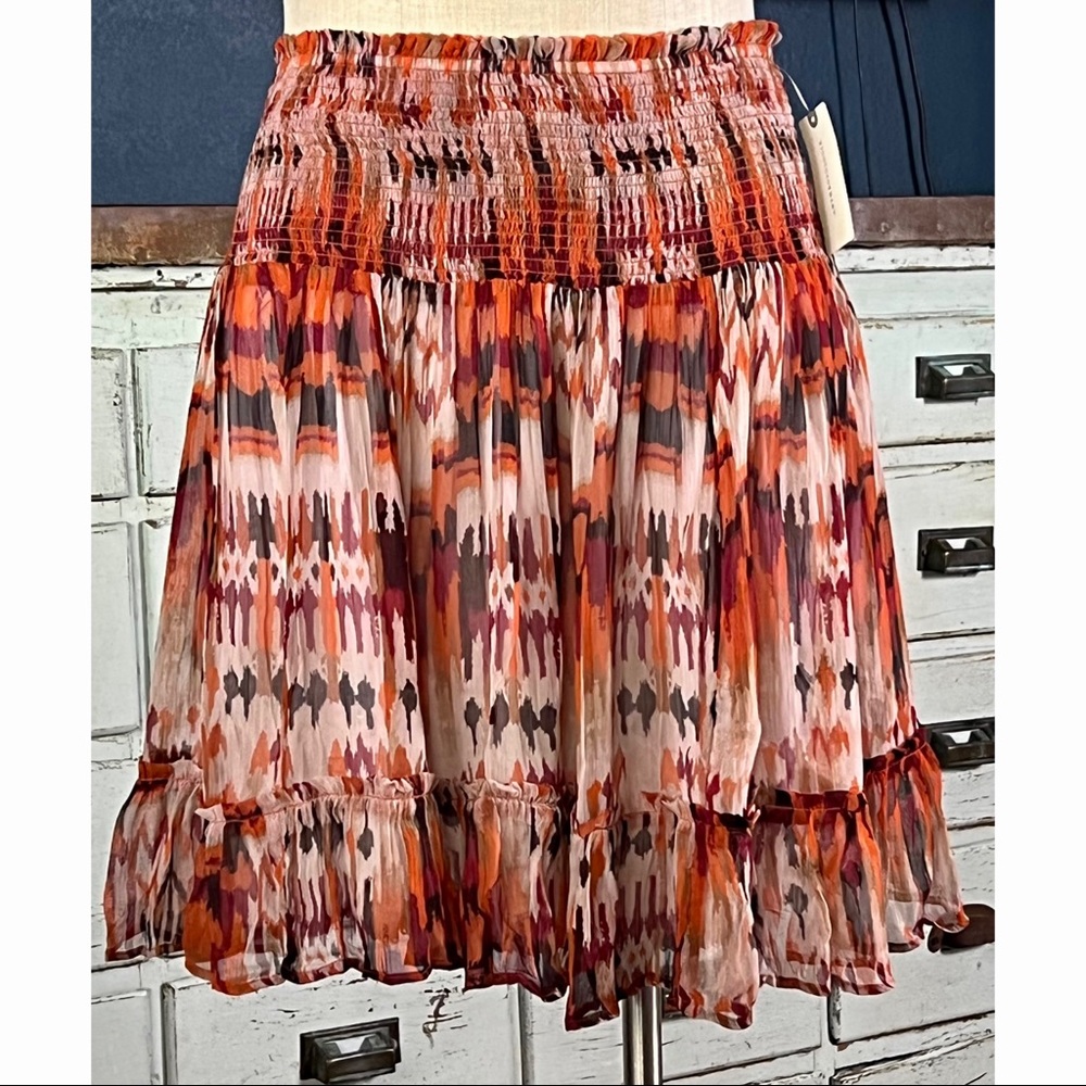Anthropologie Ikat Tiered Mini Skirt M